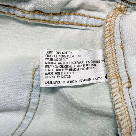 Wild Fable Highest Rise Cutoff Shorts Size 14 Granny Squares Lt Wash Button Fly - Picture 5 of 5